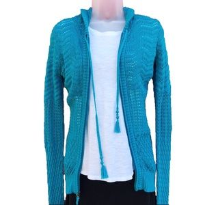 Athleta Crochet Hoodie Turquoise Stretchy XS